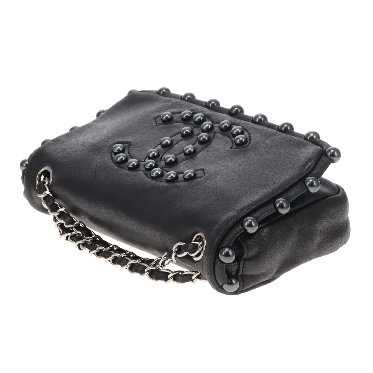 Chanel CC Pearl Obsession Small Flap Bag Black Lambskin 2008