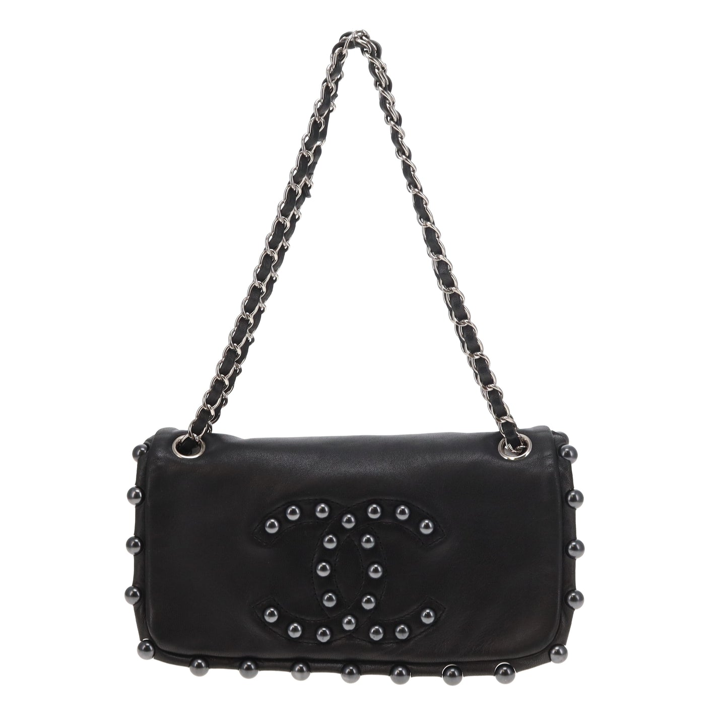 Chanel CC Pearl Obsession Small Flap Bag Black Lambskin 2008