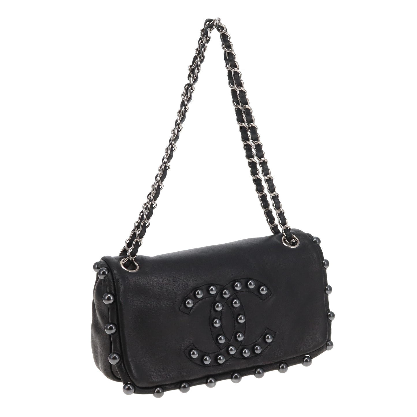 Chanel CC Pearl Obsession Small Flap Bag Black Lambskin 2008