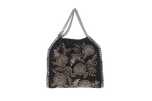 Stella McCartney Falabella Small Floral Embroidered Black