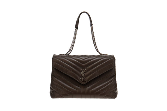 Saint Laurent Khaki Leather Large Loulou