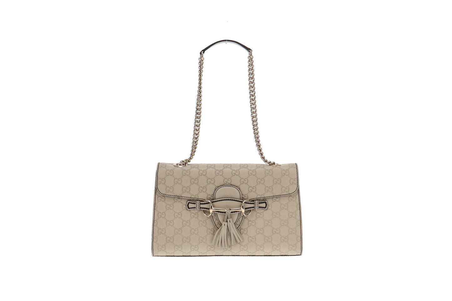 Gucci Pale Grey Guccissima Medium Emily Chain Shoulder Bag