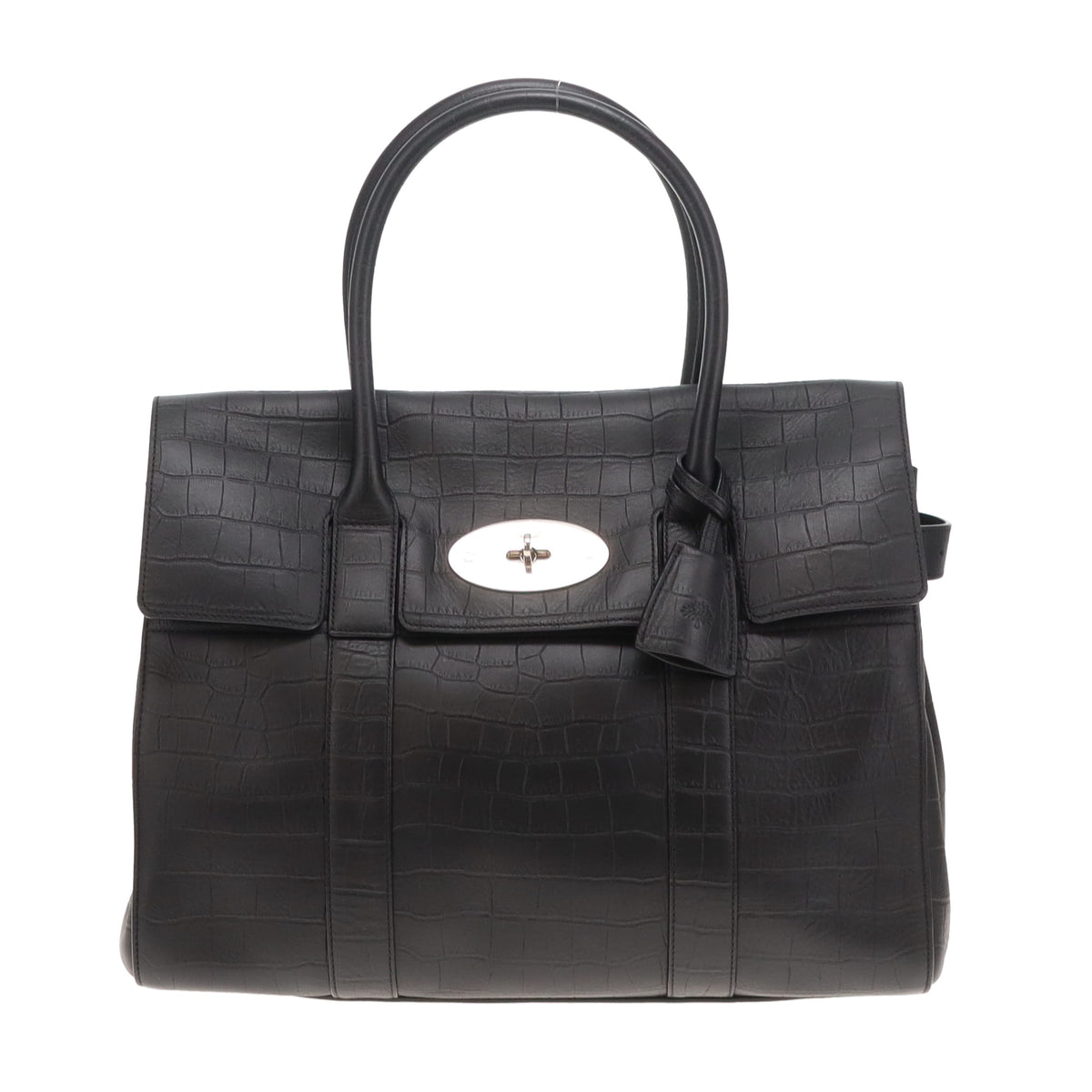 Mulberry Bayswater Croc Embossed Black SHW