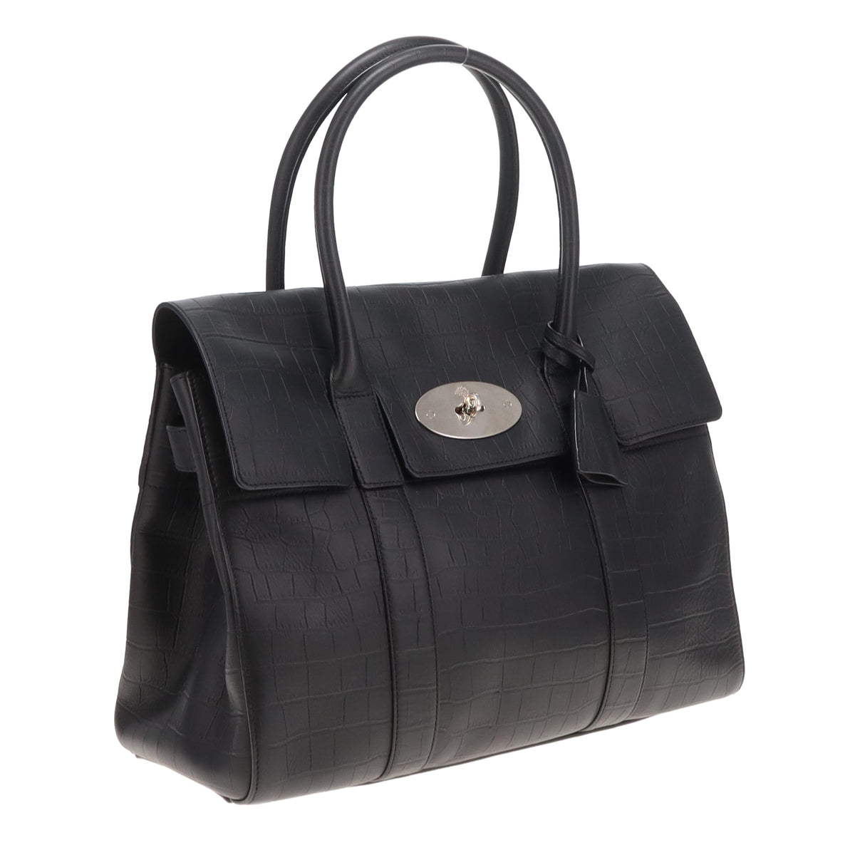 Mulberry Bayswater Croc Embossed Black SHW