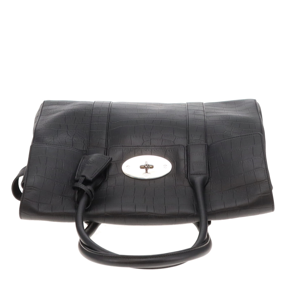 Mulberry Bayswater Croc Embossed Black SHW