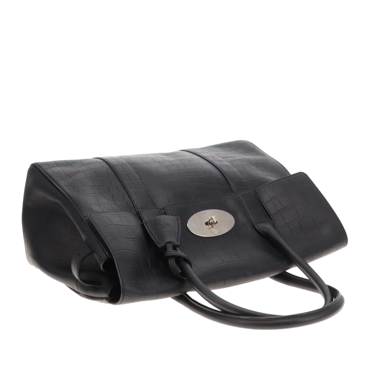 Mulberry Bayswater Croc Embossed Black SHW