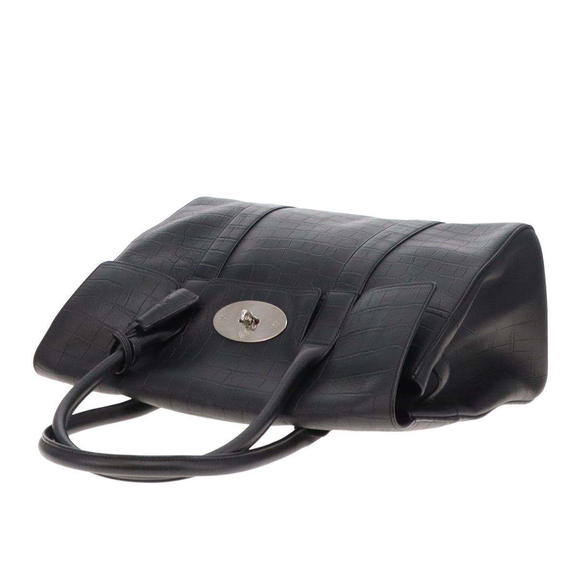 Mulberry Bayswater Croc Embossed Black SHW