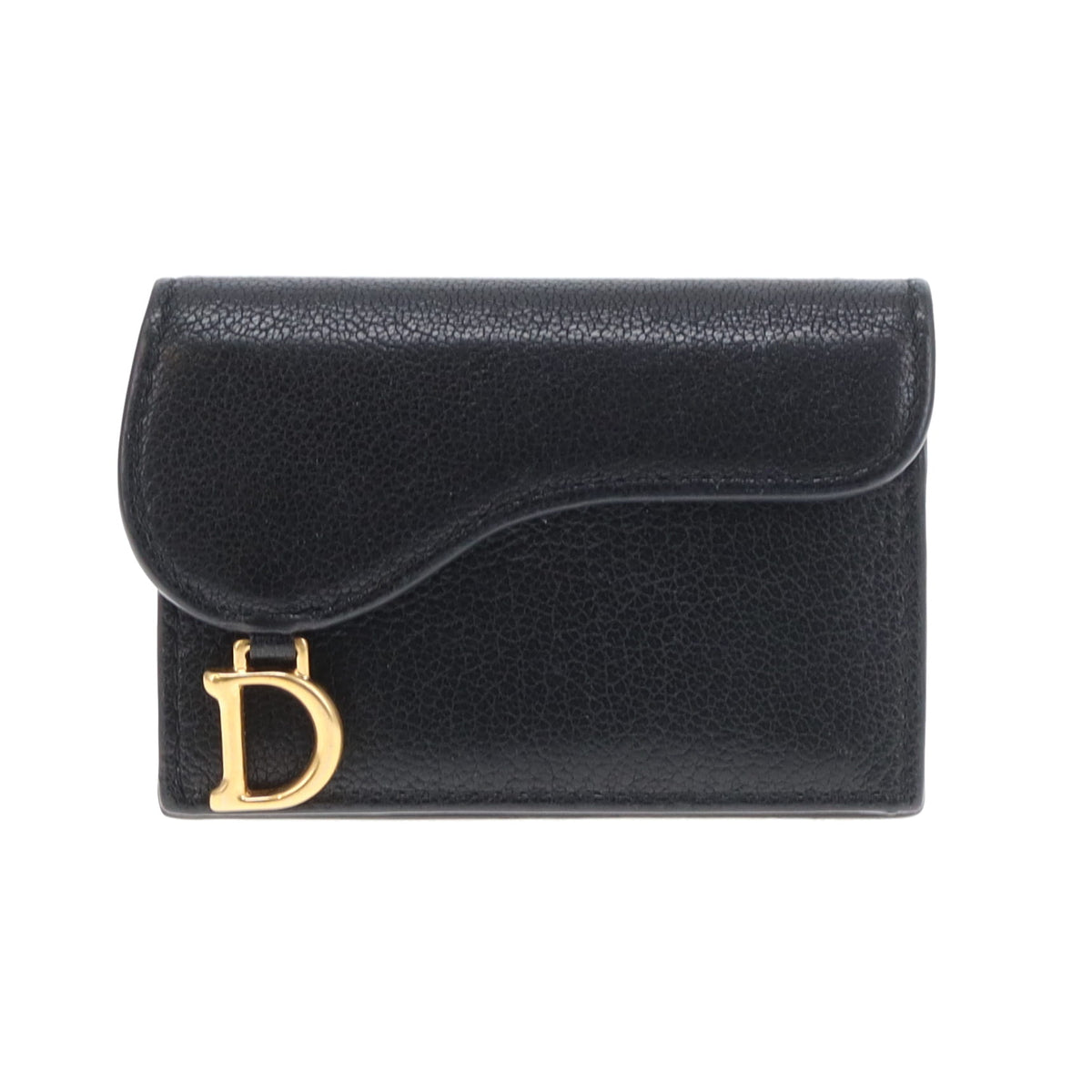 Dior Saddle Card Wallet Black With Gold Hardware