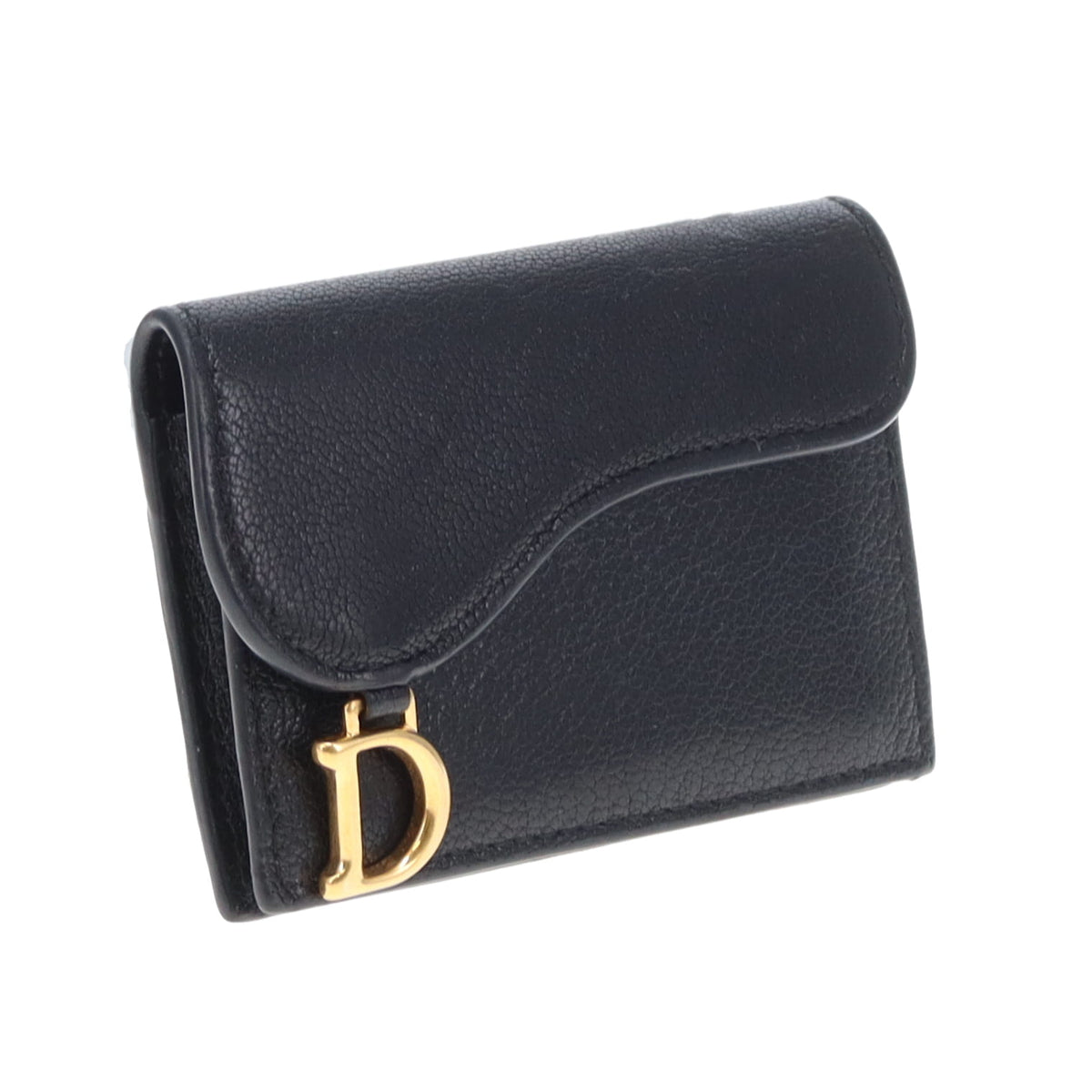 Dior Saddle Card Wallet Black With Gold Hardware