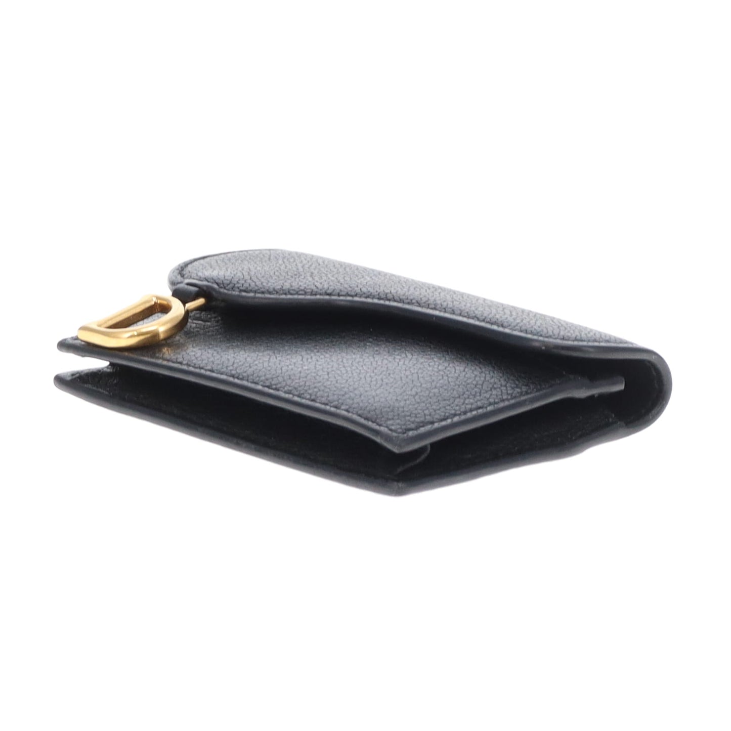 Dior Saddle Card Wallet Black With Gold Hardware