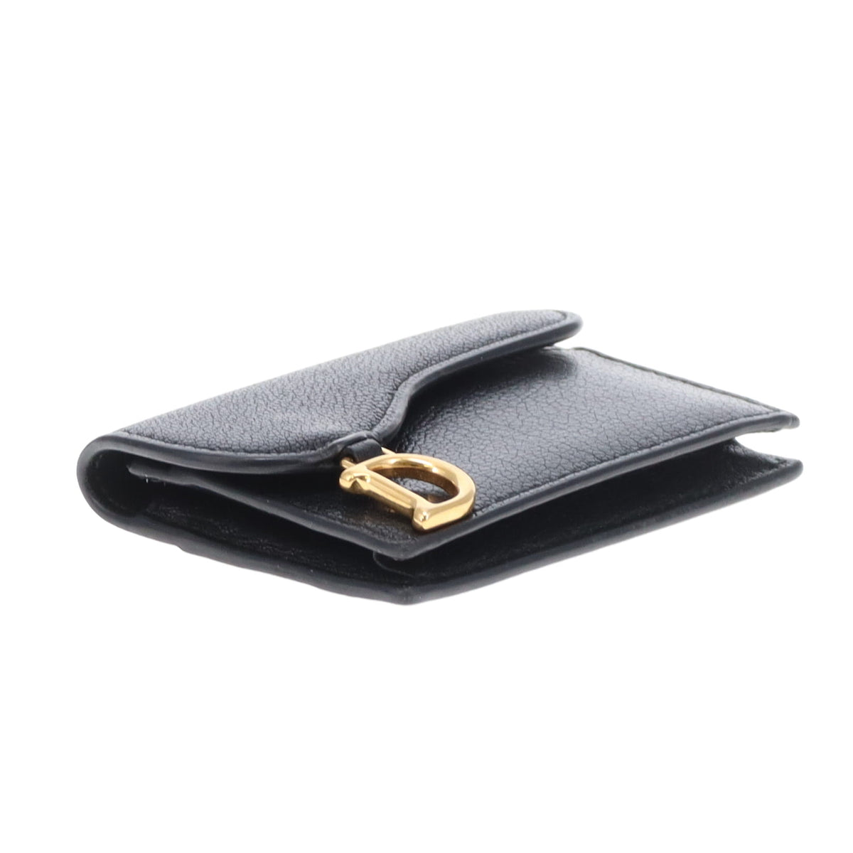 Dior Saddle Card Wallet Black With Gold Hardware