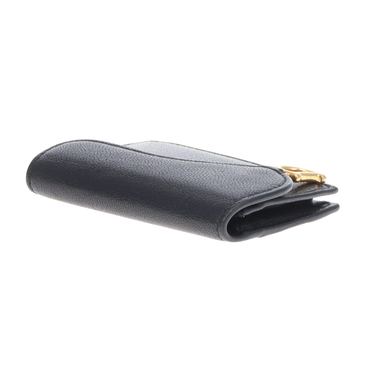 Dior Saddle Card Wallet Black With Gold Hardware