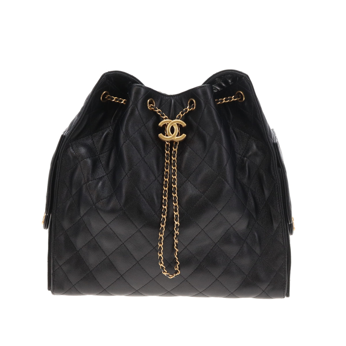 Chanel 25 Medium Black Caviar Gold HW (NFID)