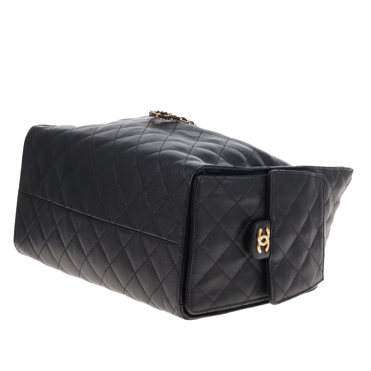 Chanel 25 Medium Black Caviar Gold HW (NFID)