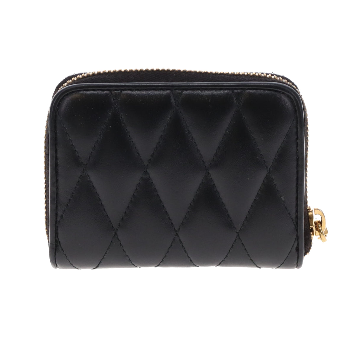 Miu Miu Small Zipped Wallet Black Matelasse GHW