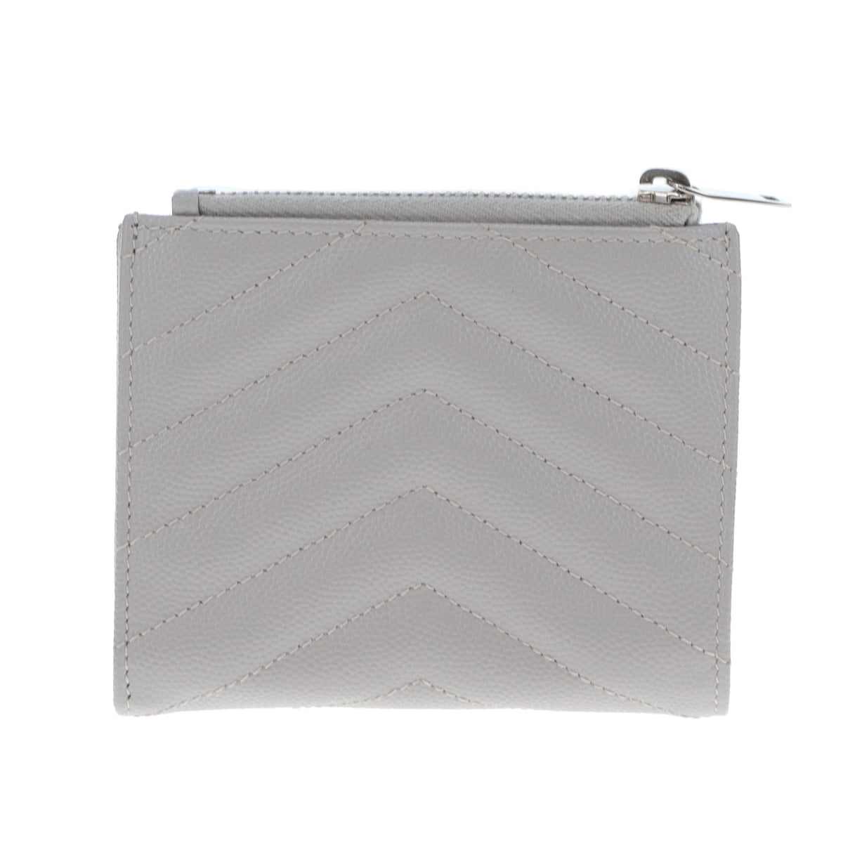 Saint Laurent Wallet Folded Grey Grain De Poudre SHW 2019