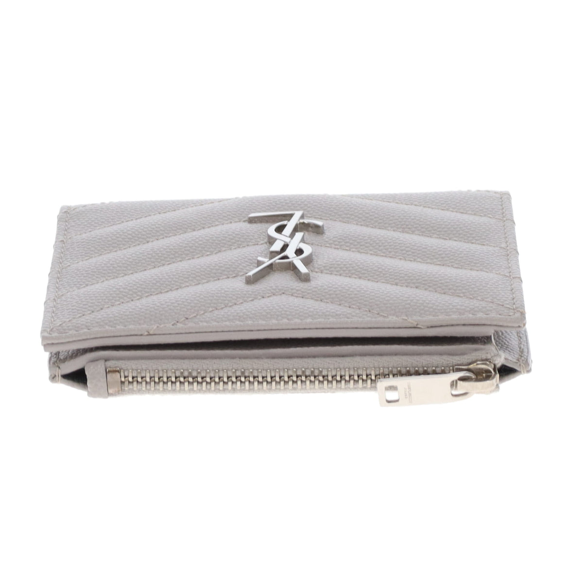 Saint Laurent Wallet Folded Grey Grain De Poudre SHW 2019