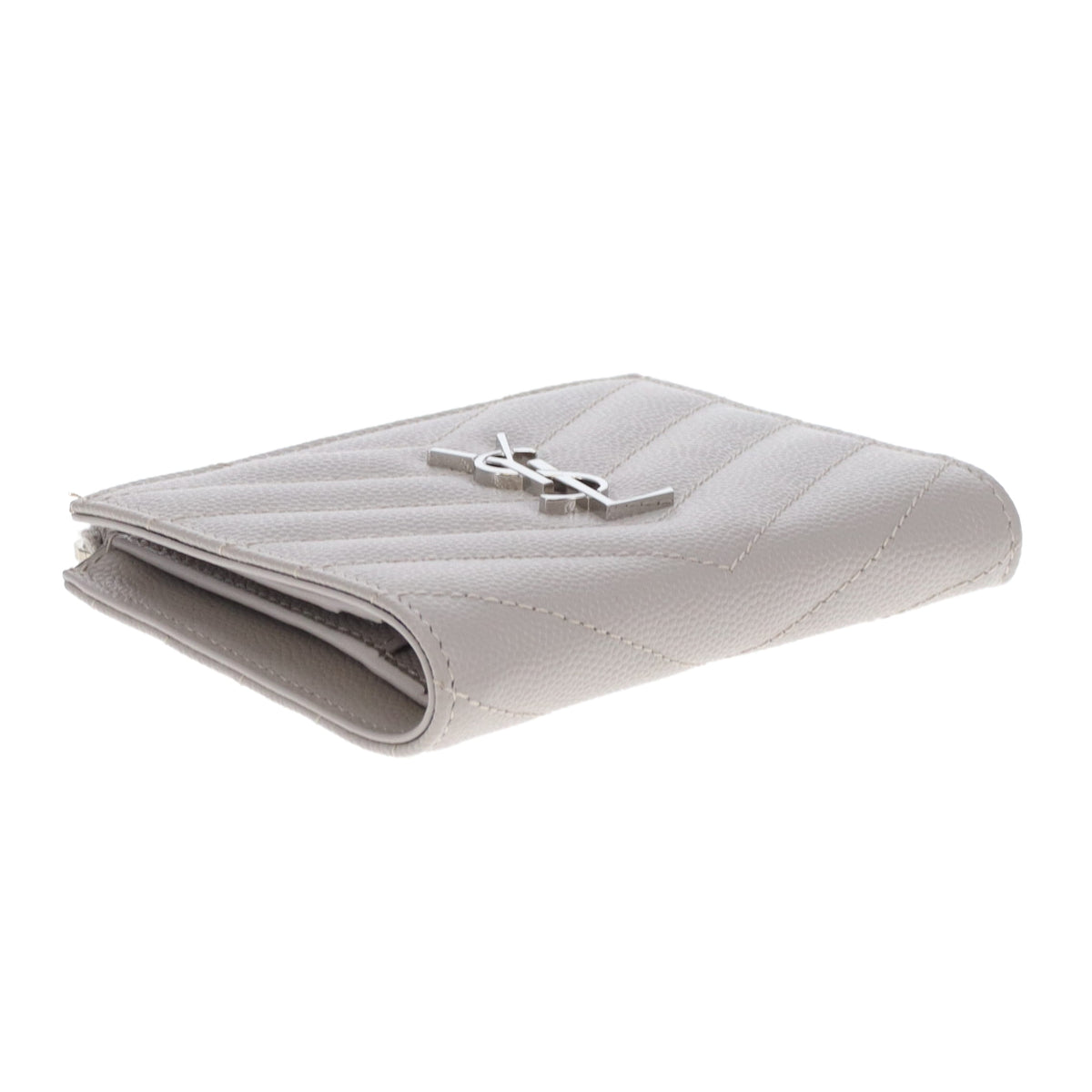 Saint Laurent Wallet Folded Grey Grain De Poudre SHW 2019