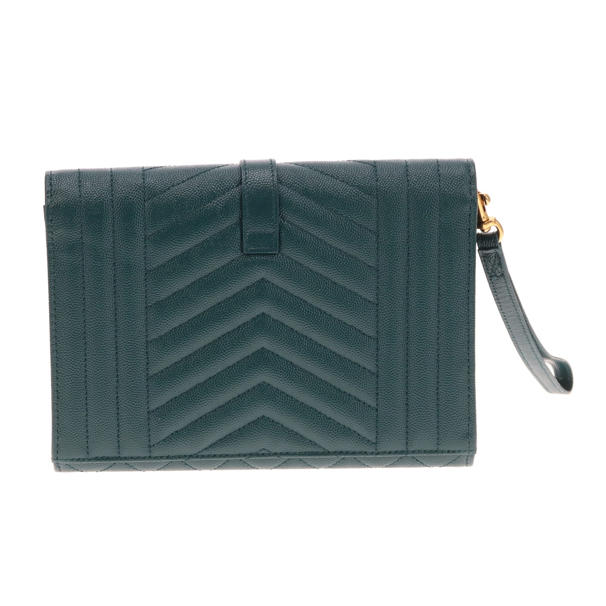 Saint Laurent Envelope Flap Wristlet Green GHW 2021