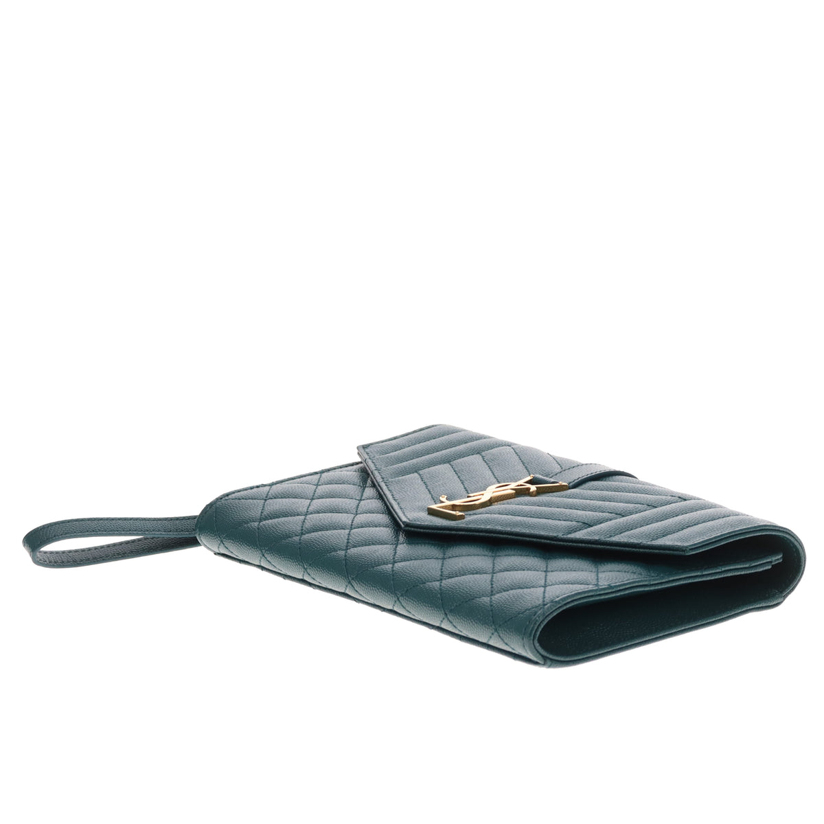 Saint Laurent Envelope Flap Wristlet Green GHW 2021