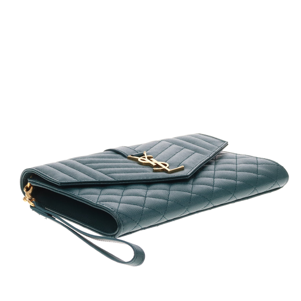 Saint Laurent Envelope Flap Wristlet Green GHW 2021