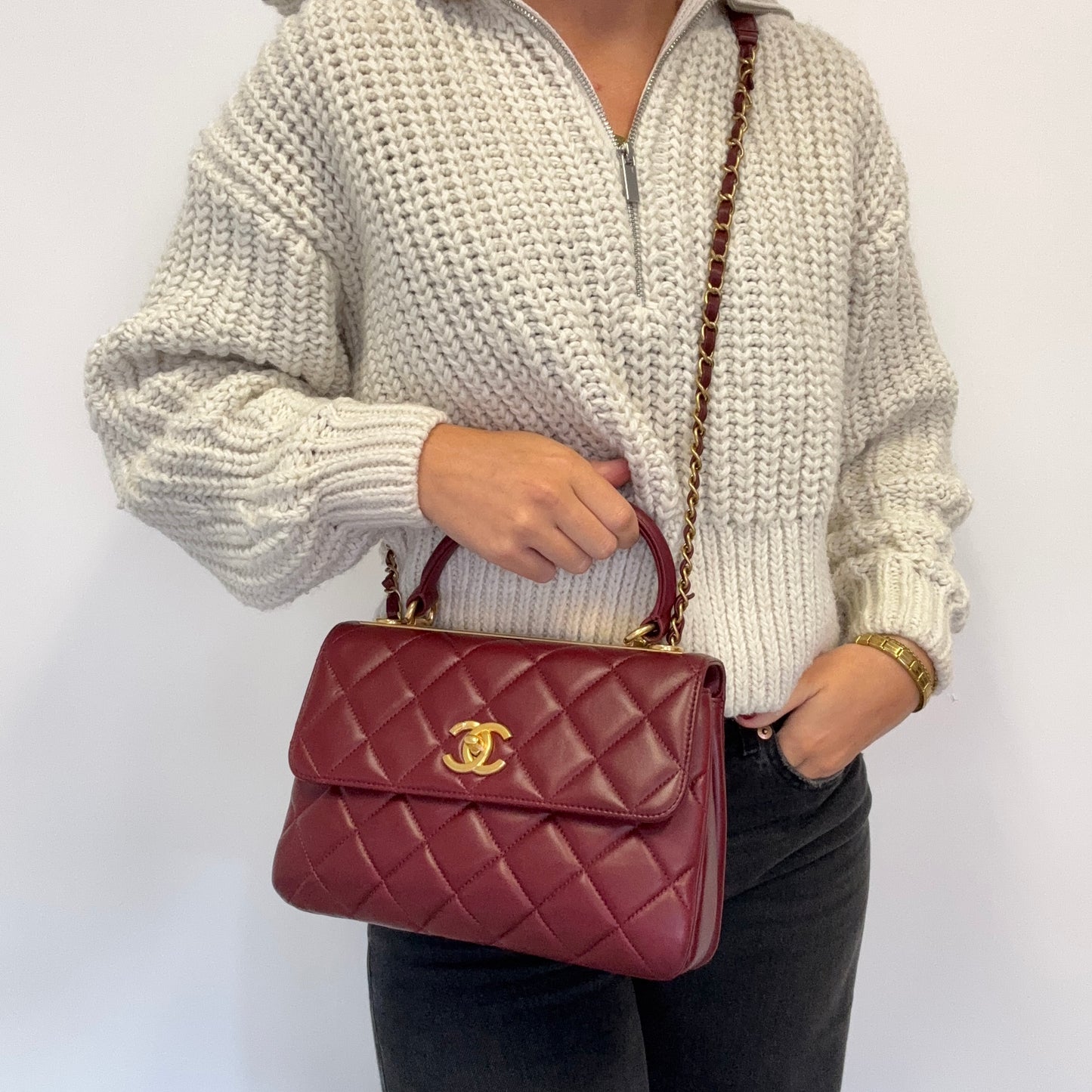 Chanel Trendy Small Burgundy Lambskin GHW 2015/16