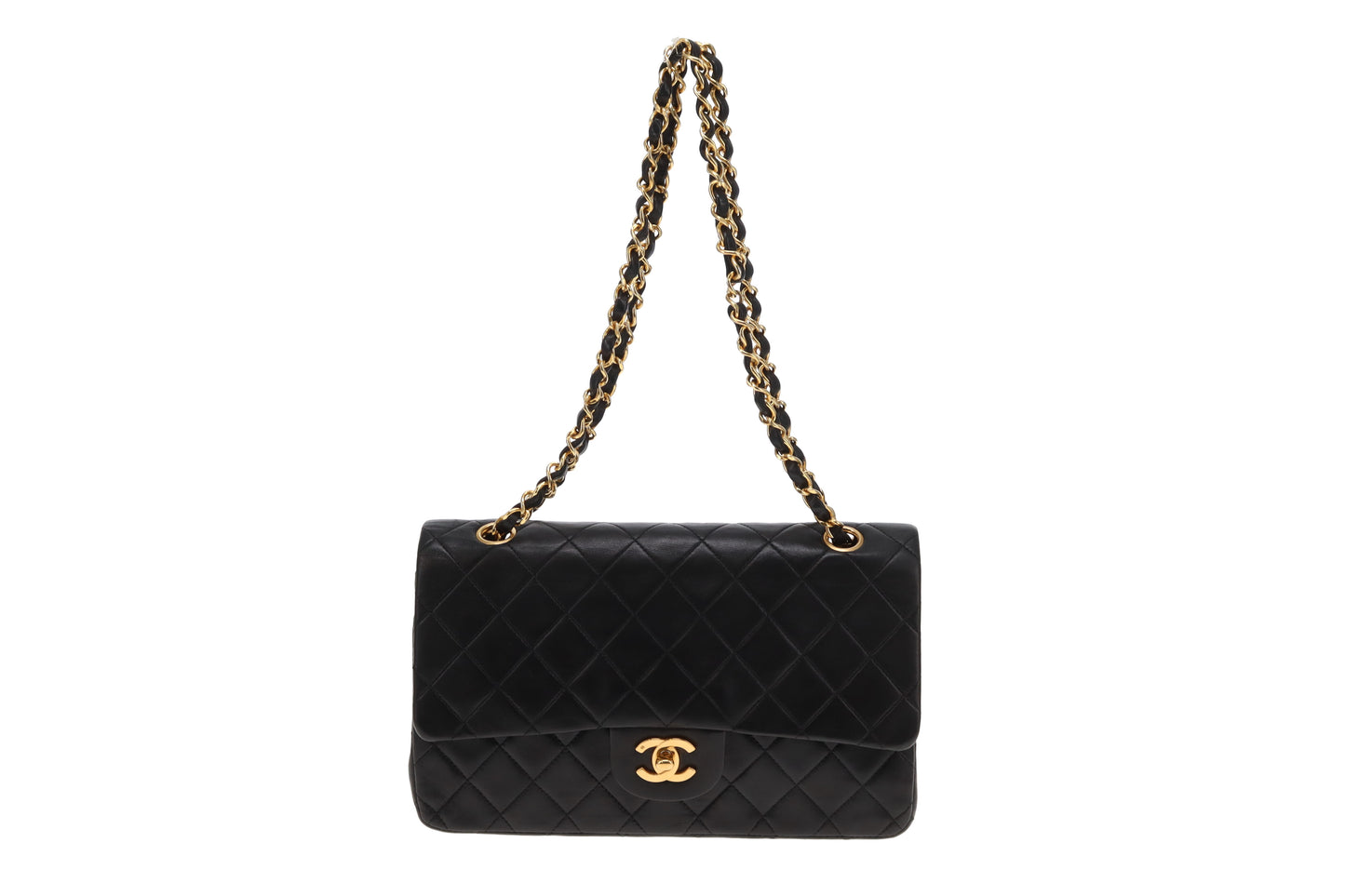 Chanel Classic Double Flap Medium Black Gold HW 91-94