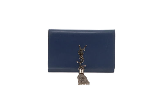Saint Laurent Kate Blue Leather Small Tassel Bag