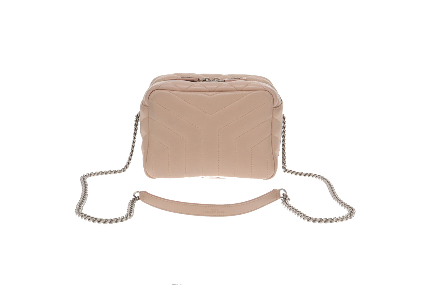 Saint Laurent Pale Pink Chevron Lou Bowling Bag