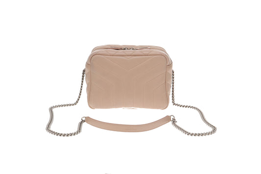 Saint Laurent Pale Pink Chevron Lou Bowling Bag