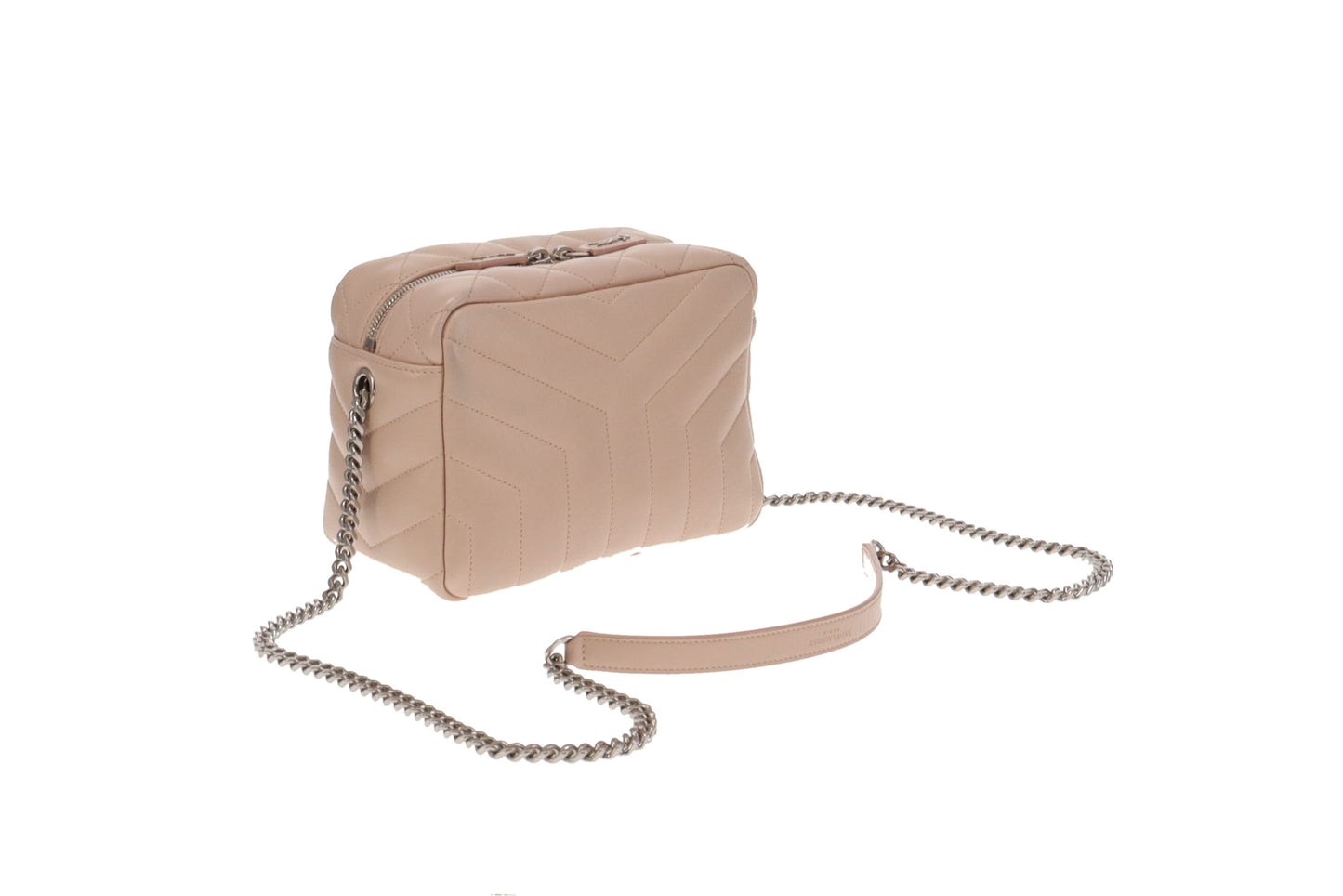 Saint Laurent Pale Pink Chevron Lou Bowling Bag