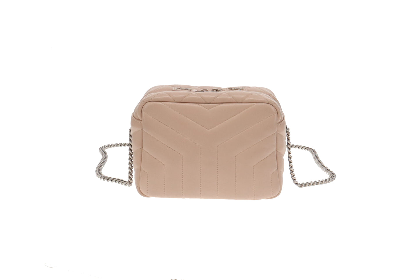Saint Laurent Pale Pink Chevron Lou Bowling Bag