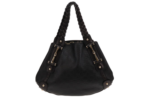 Gucci Black Guccissima Pelham Hobo Bag
