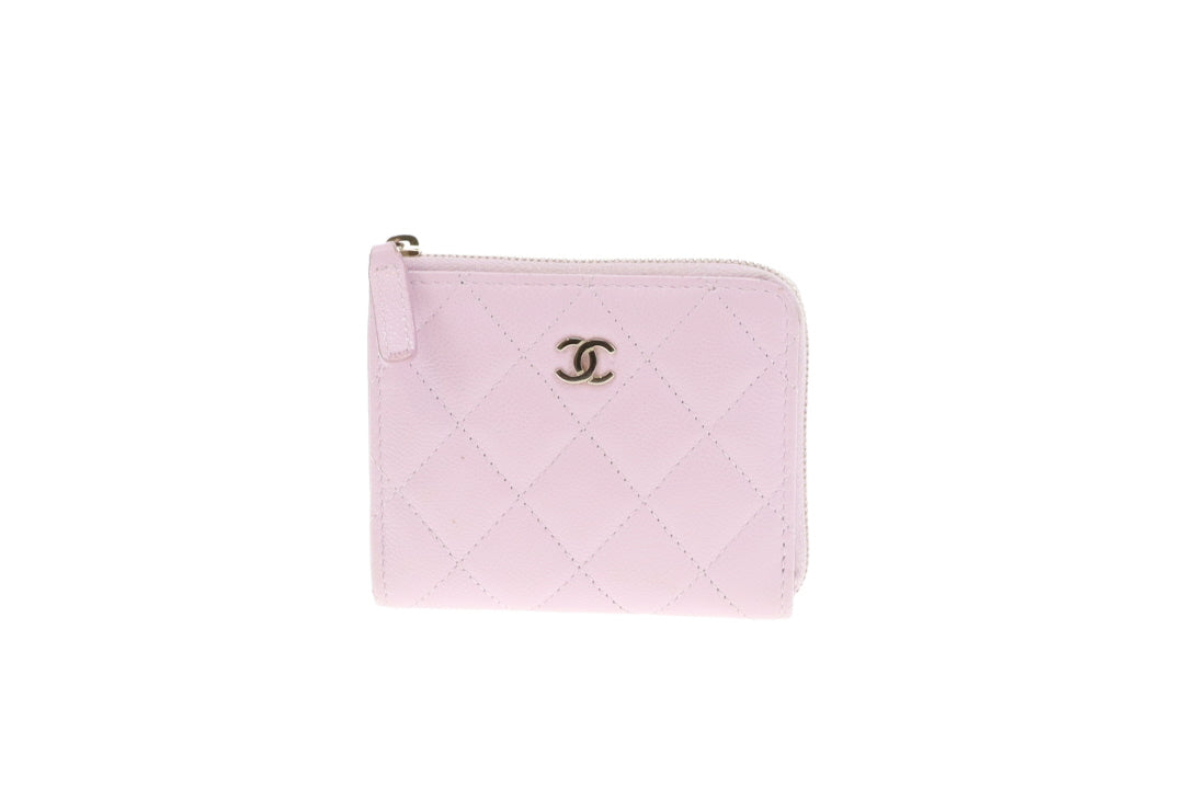 Chanel Half Zip Pale Pink Caviar Timeless Wallet