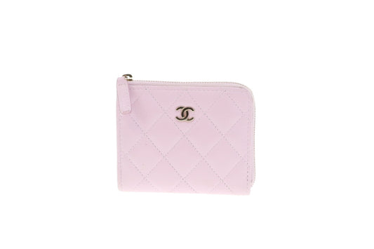 Chanel Half Zip Pale Pink Caviar Timeless Wallet
