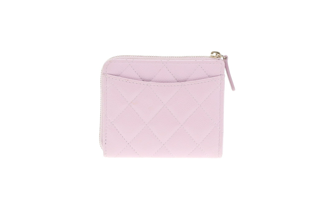 Chanel Half Zip Pale Pink Caviar Timeless Wallet