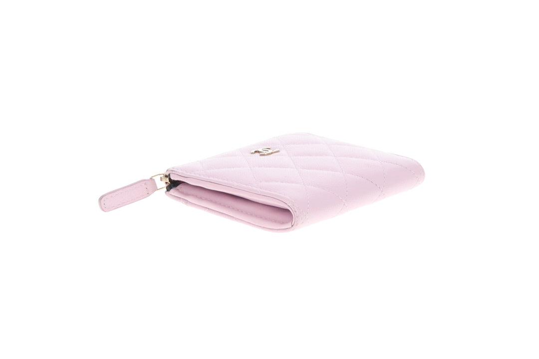 Chanel Half Zip Pale Pink Caviar Timeless Wallet