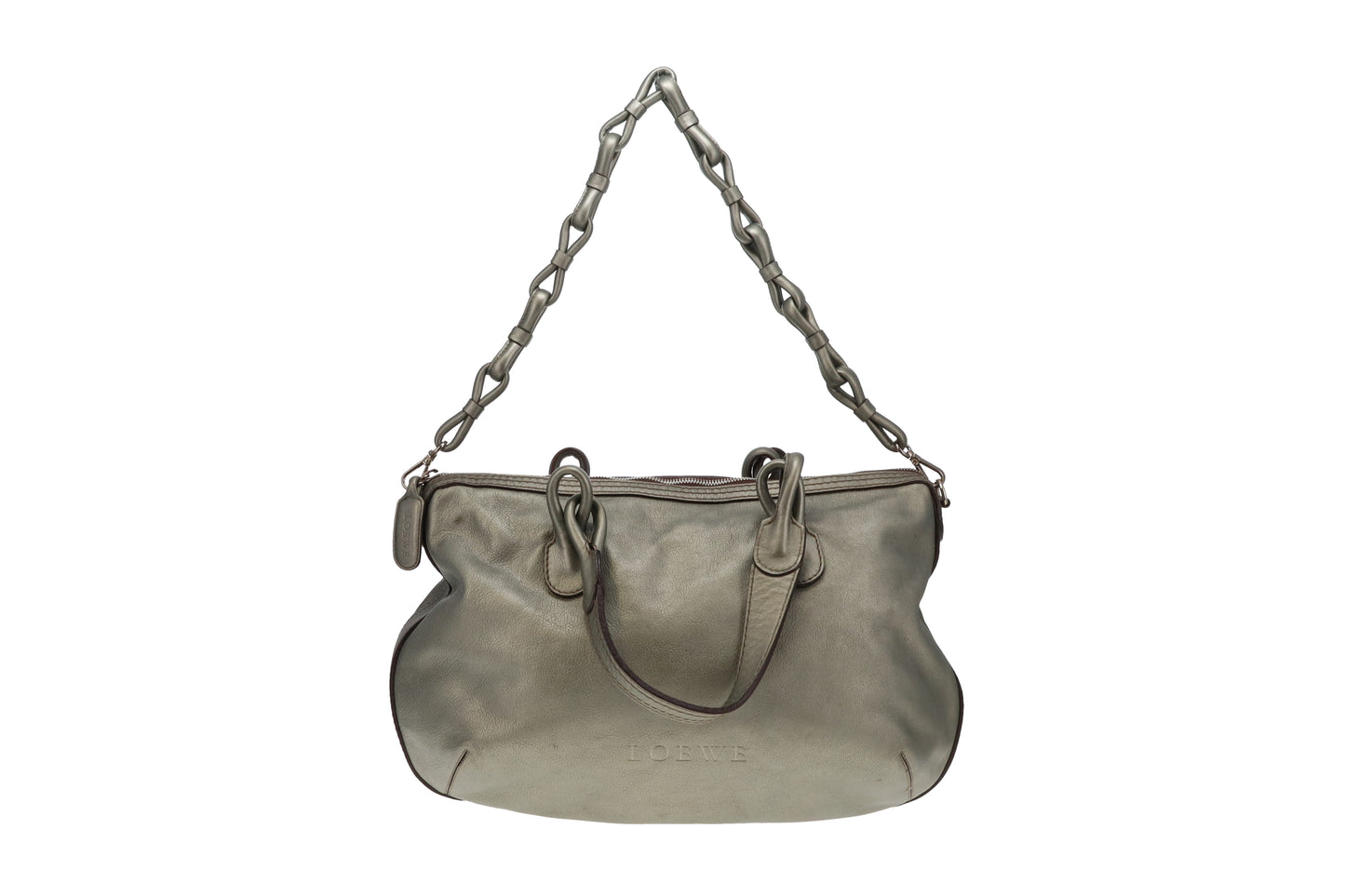 Loewe Metallic Green Leather Fiesta Hobo