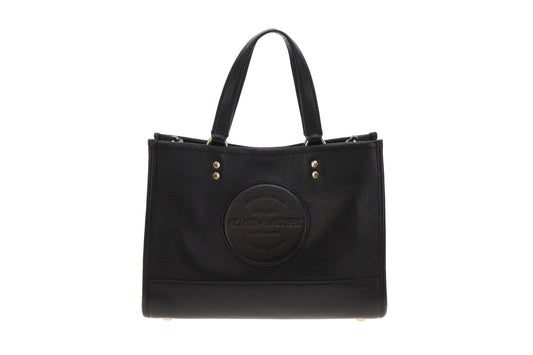 Coach Black Dempsey Tote In Grained Leather