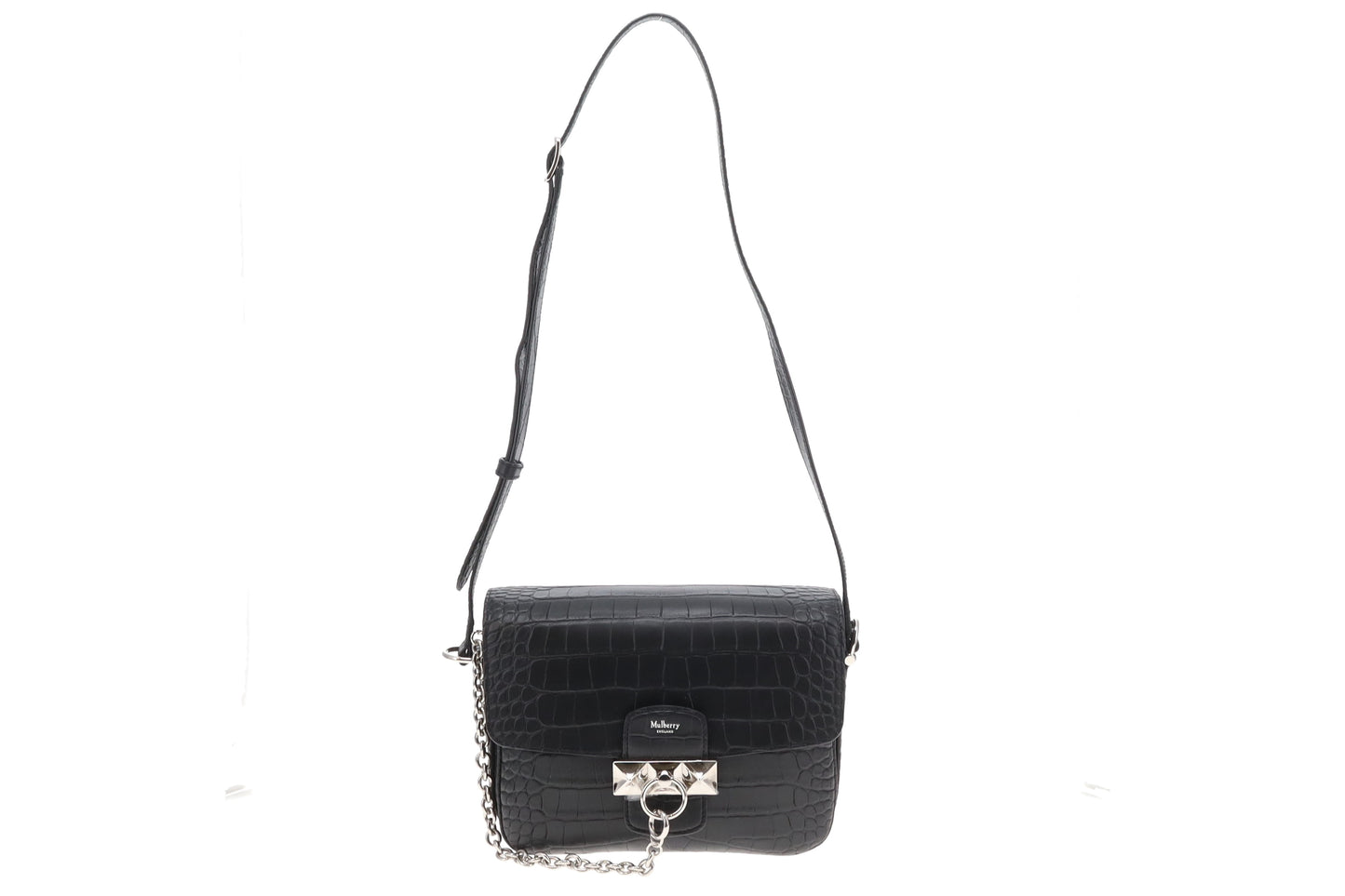 Mulberry Keeley Black Matte Croc Satchel