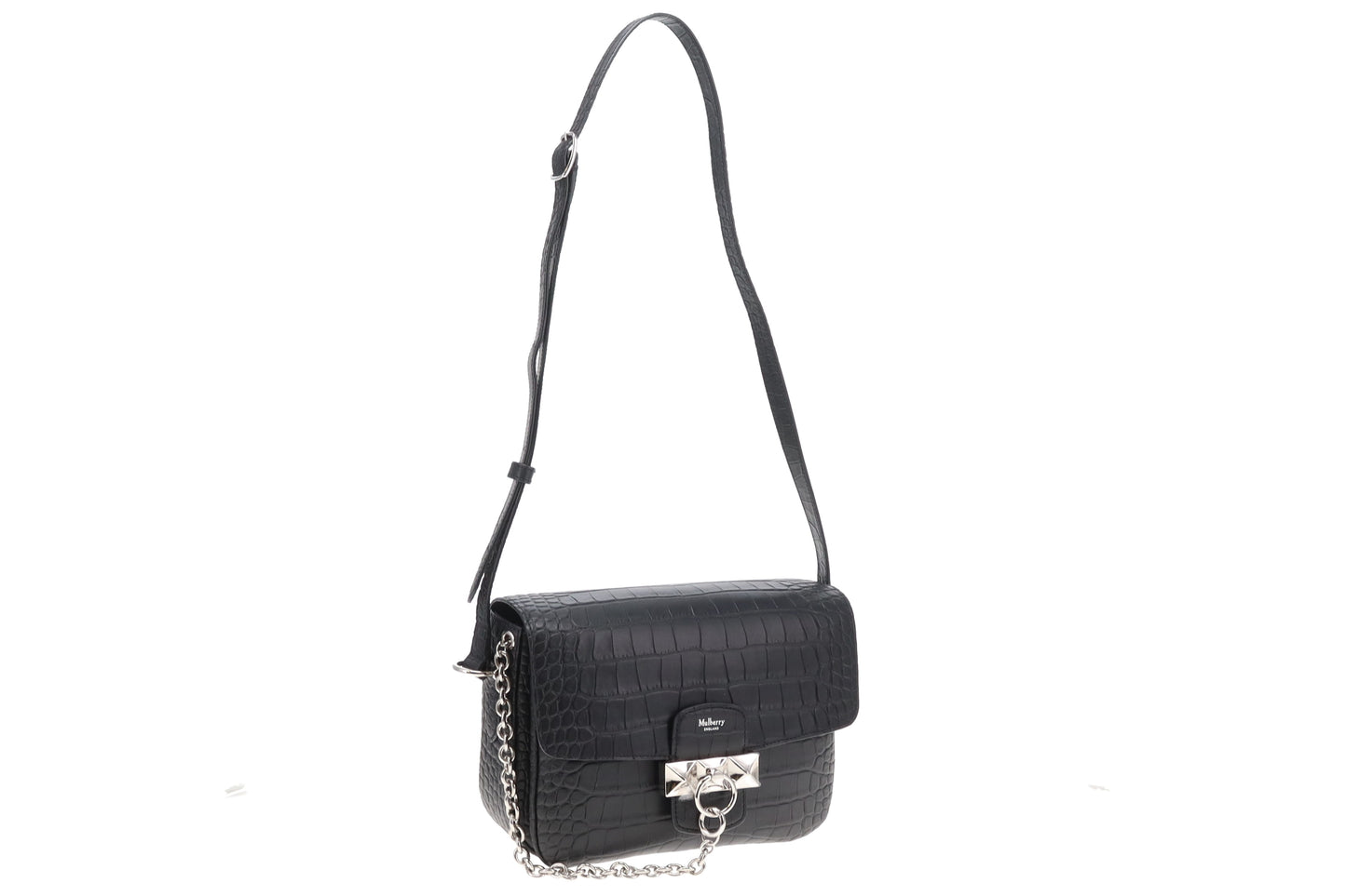 Mulberry Keeley Black Matte Croc Satchel