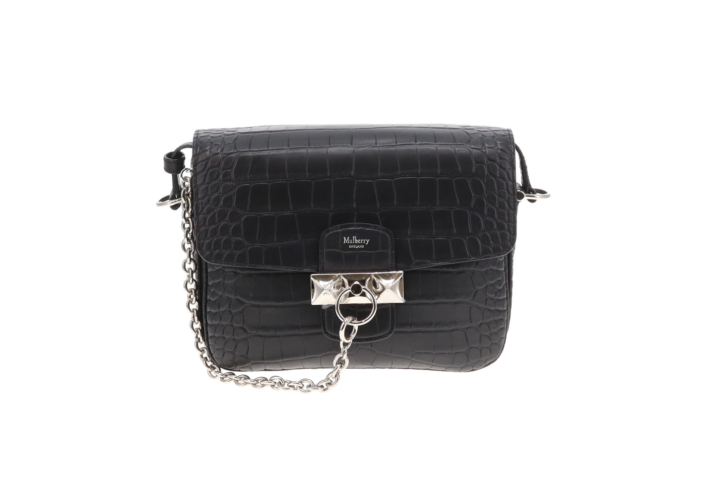 Mulberry Keeley Black Matte Croc Satchel