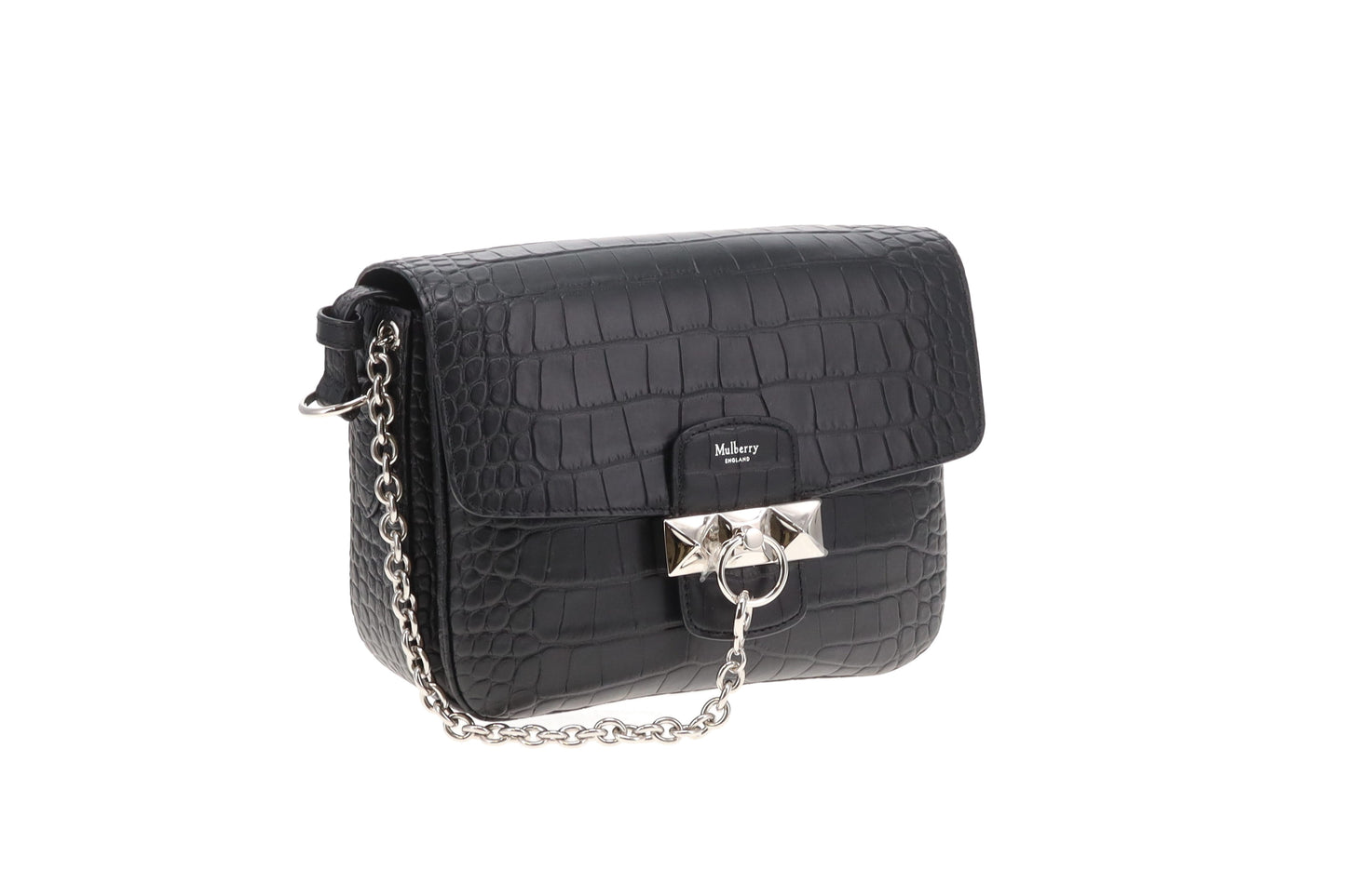Mulberry Keeley Black Matte Croc Satchel