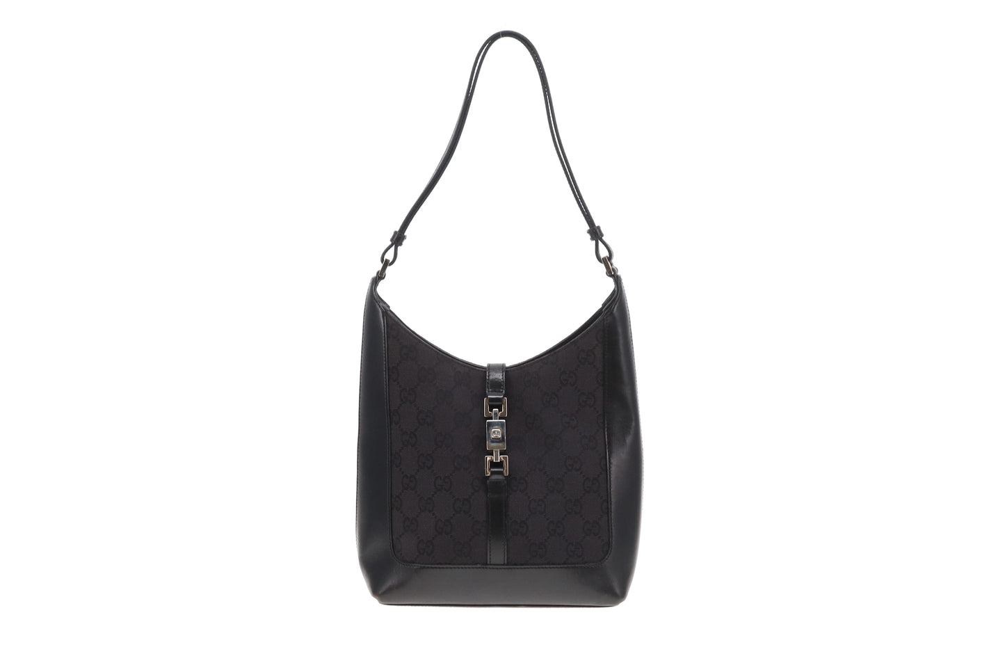 Gucci Jackie Shoulder Bag Black GG Canvas and Leather