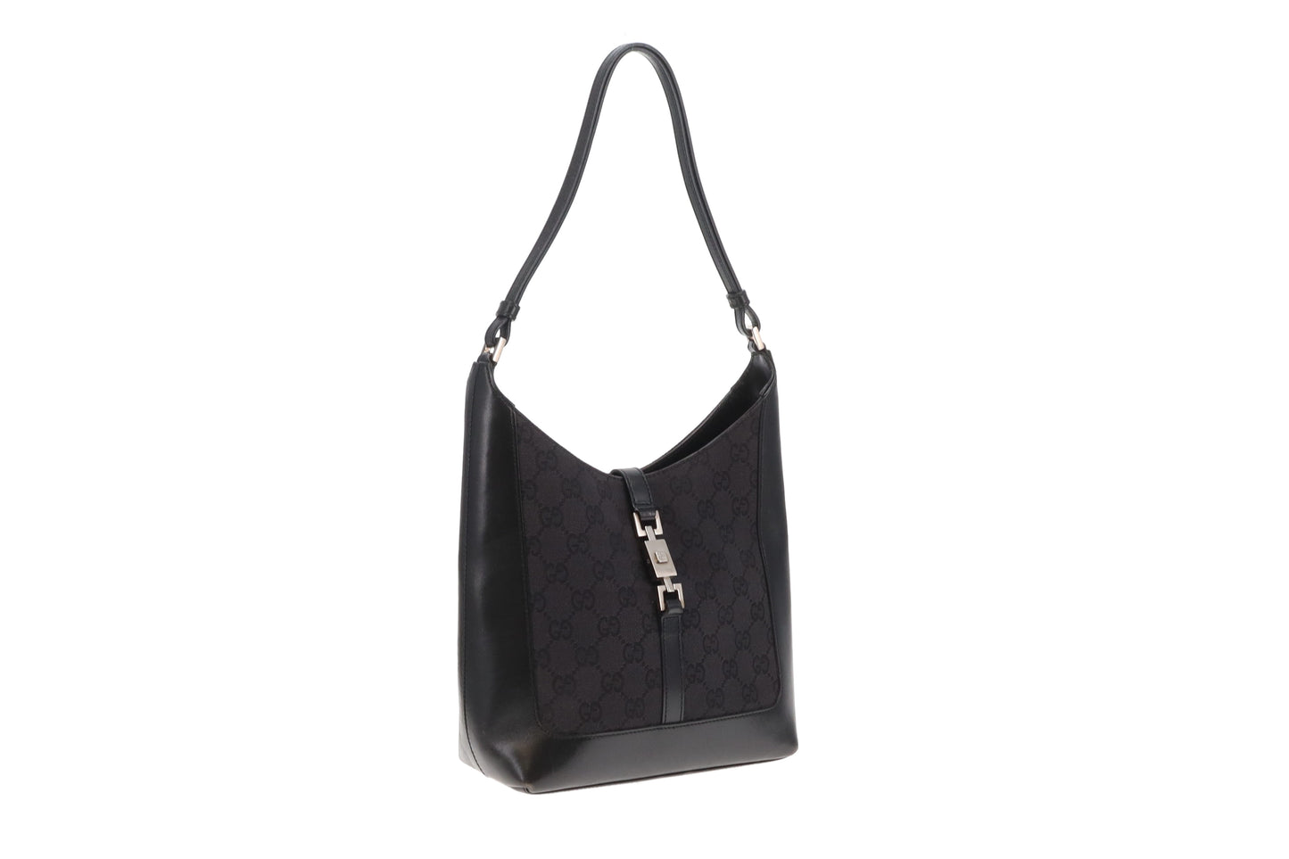Gucci Jackie Shoulder Bag Black GG Canvas and Leather