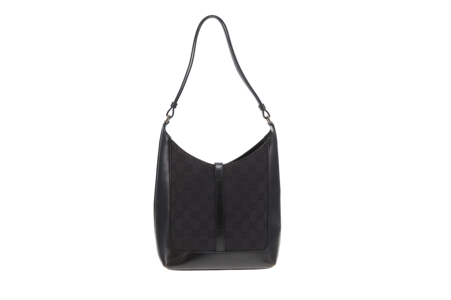 Gucci Jackie Shoulder Bag Black GG Canvas and Leather