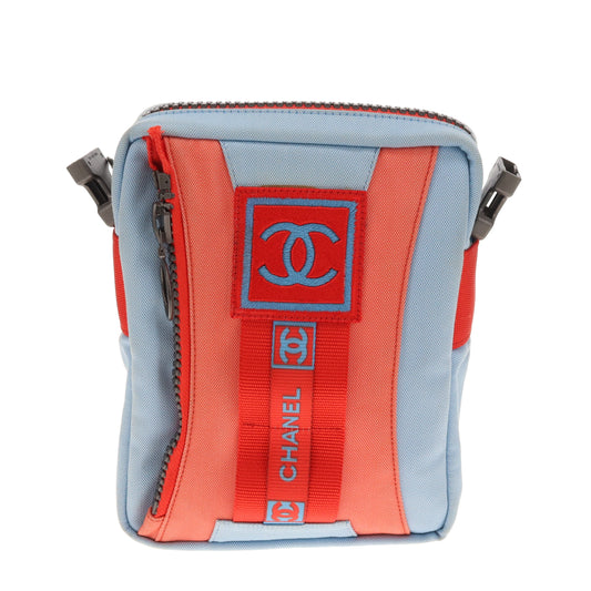 Chanel Sports Line Sling Bag Canvas Blue & Red 2003