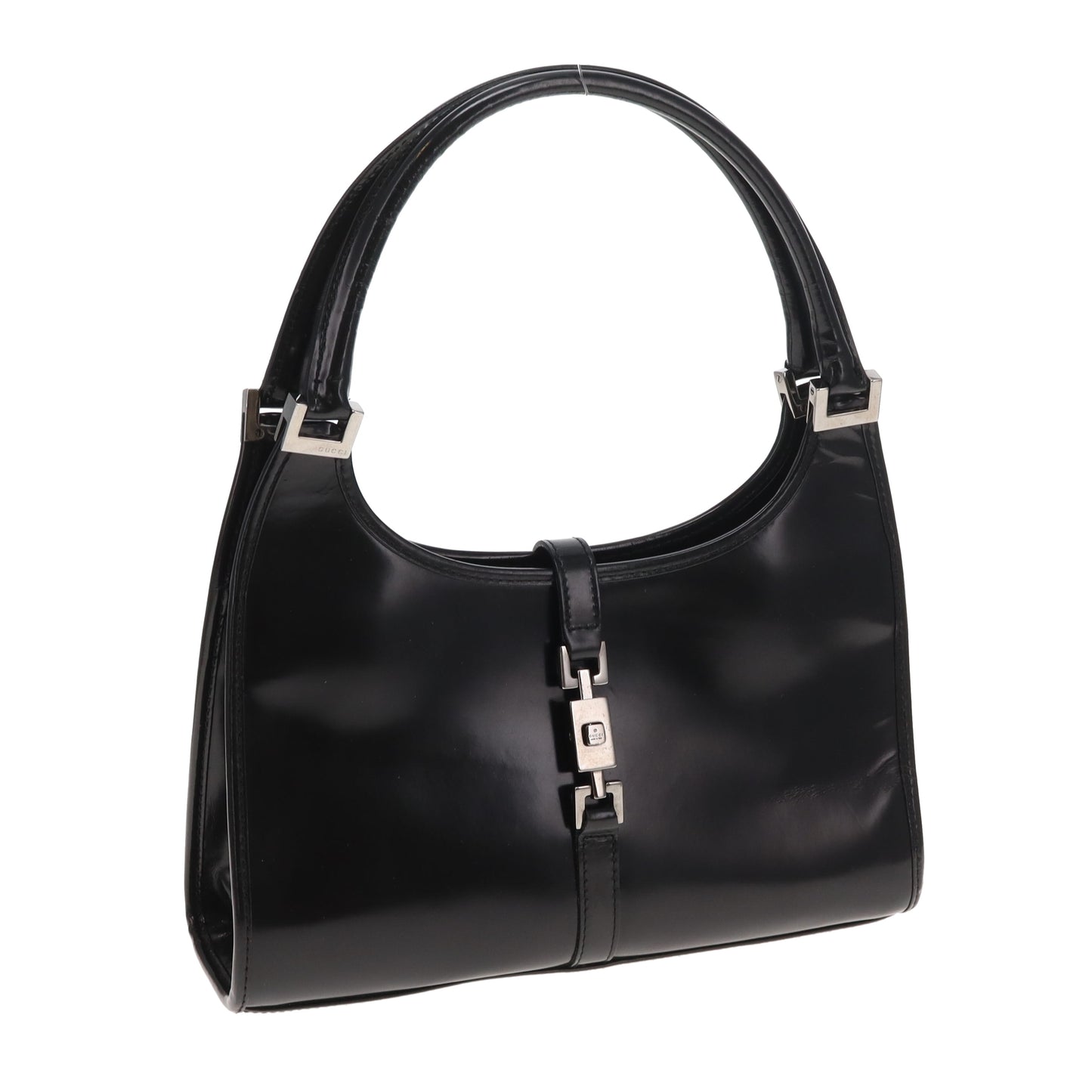 Gucci Jackie Bardot Vintage Black Smooth Leather SHW