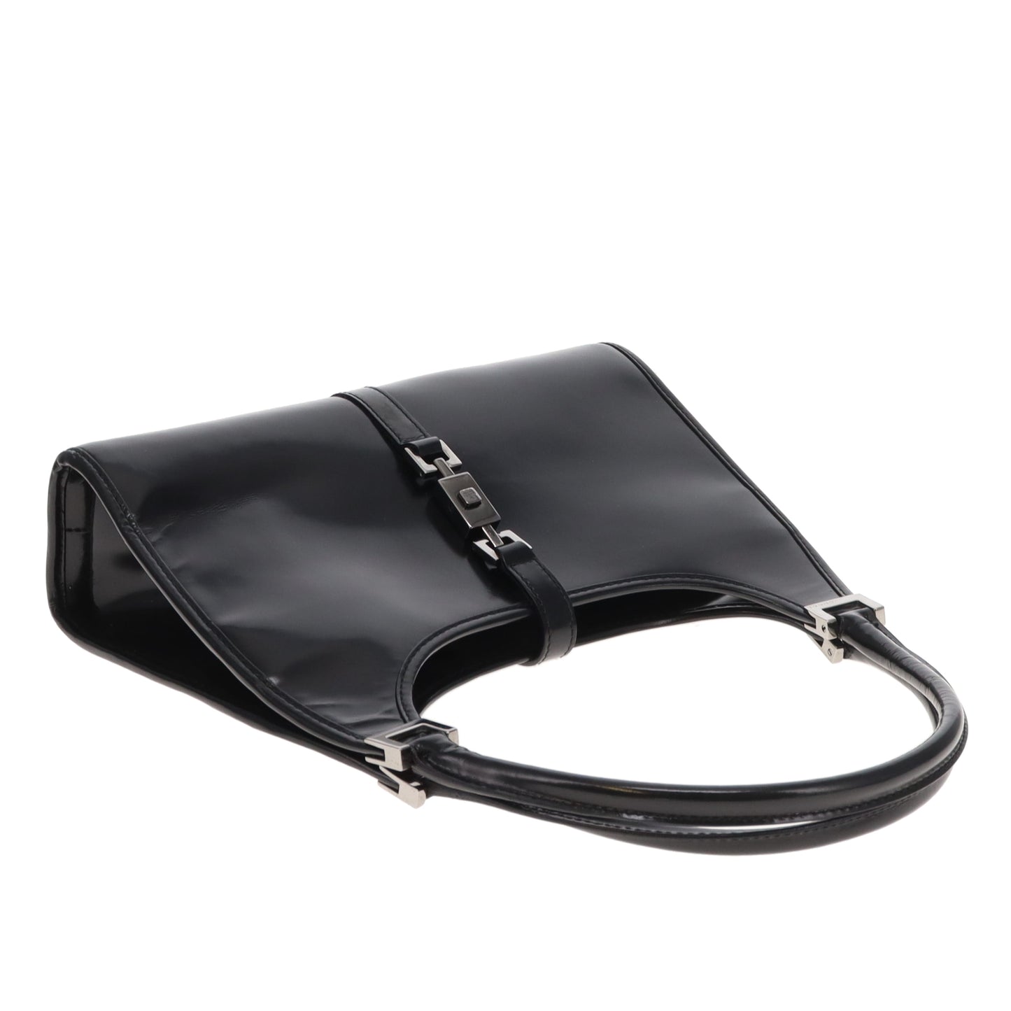 Gucci Jackie Bardot Vintage Black Smooth Leather SHW