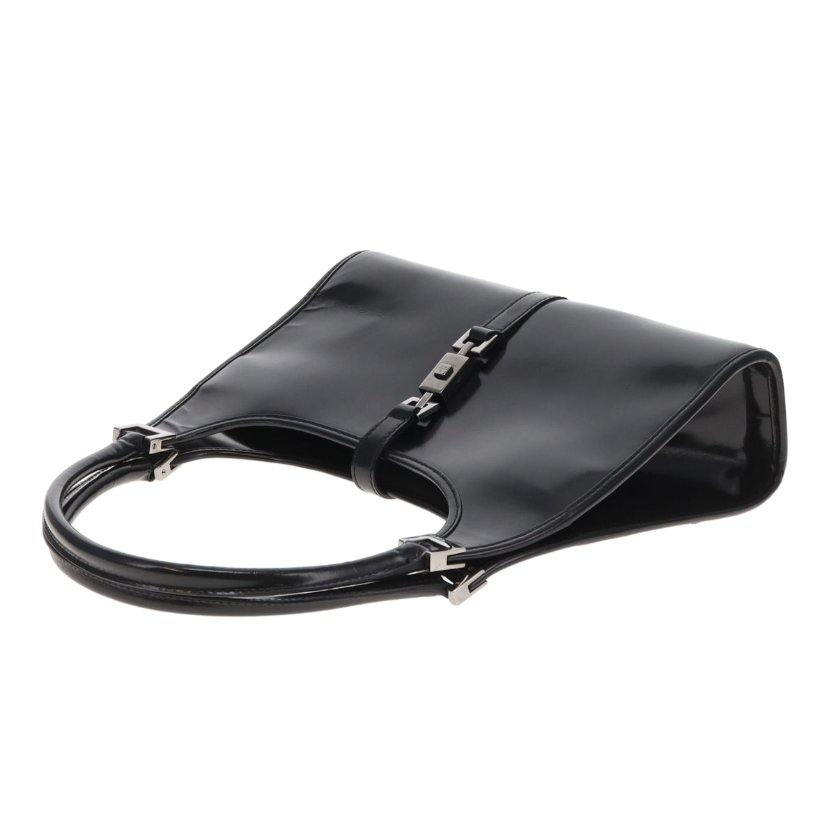 Gucci Jackie Bardot Vintage Black Smooth Leather SHW